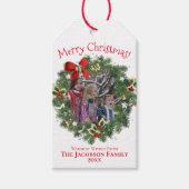 Schattigee krans foto Lijst Vrolijk kerstfeest Cadeaulabel (Voorkant)