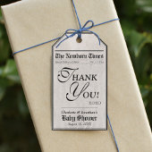 Schattigee krant Baby shower dank u gunst Cadeaulabel