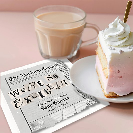 Schattigee krant The Newborn Times Baby shower Servet