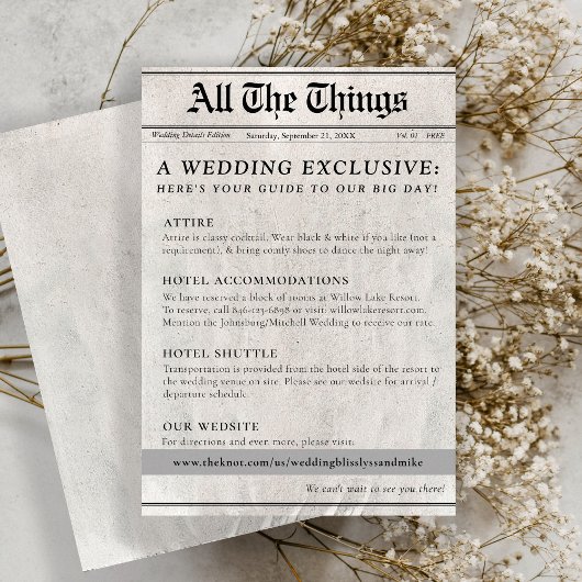 Schattigee krant Trouwdag Details Behuizing Kaart