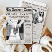 Schattigee krantenfoto Oh Baby Boy Shower Invitati Kaart