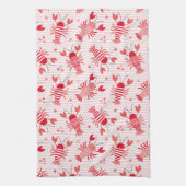 Schattigee kreeften op lichtroze en witte streep theedoek (Verticaal)