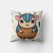 Schattigee krijger Armadillo in een bloemenprint Kussen (Achterkant)