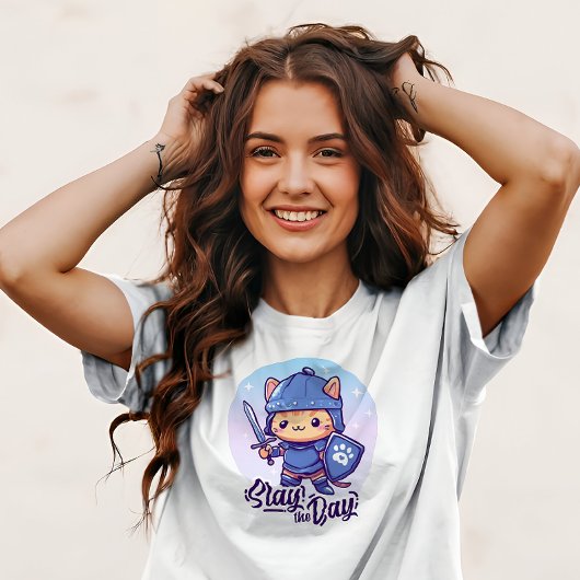 Schattigee krijgerkat - Slay the Day T-shirt