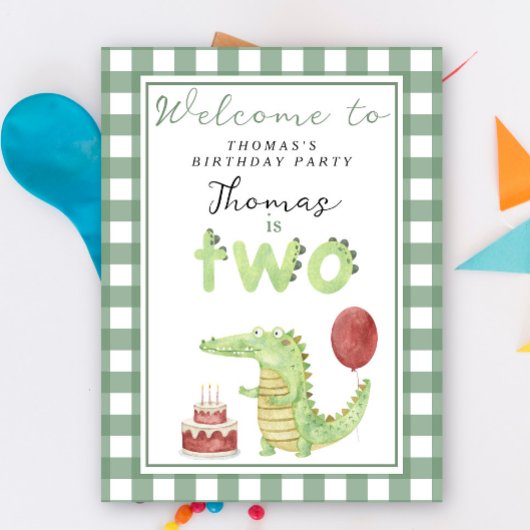 Schattigee krokodil 2e verjaardagsfeestje poster