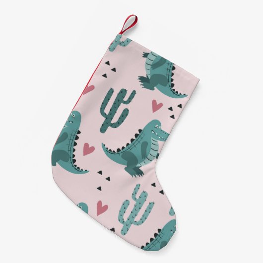 Schattigee krokodil,  alligatorpatroon. kleine kerstsok (Voorkant (Hangend))