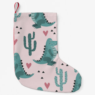 Schattigee krokodil,  alligatorpatroon. kleine kerstsok