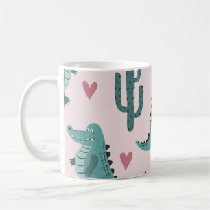 Schattigee krokodil, alligatorpatroon. koffiemok