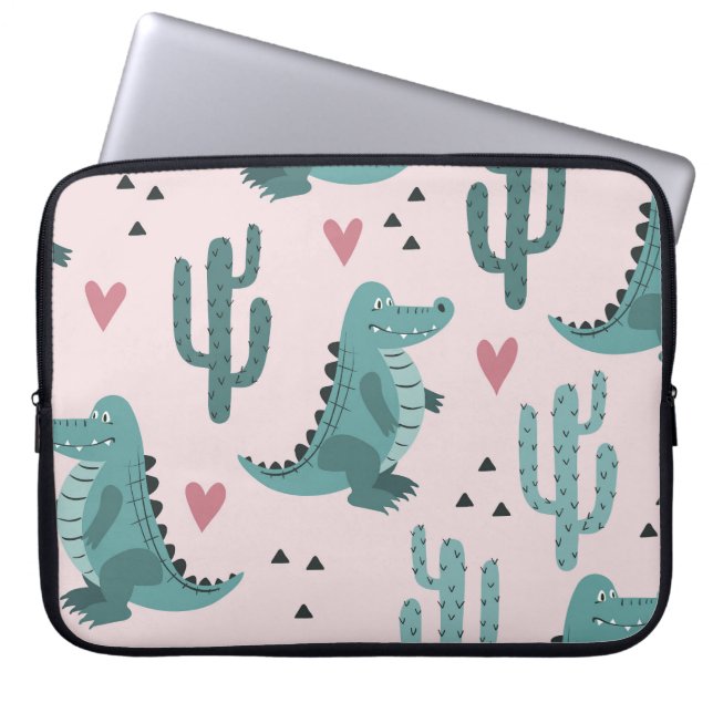 Schattigee krokodil,  alligatorpatroon. laptop sleeve (Voorkant)