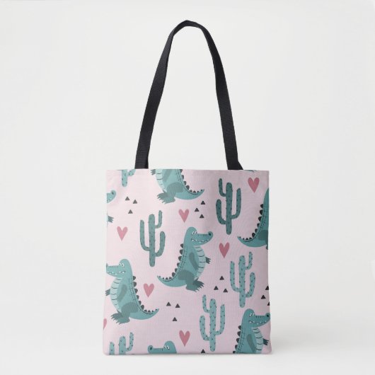 Schattigee krokodil, alligatorpatroon. tote bag (Voorkant)