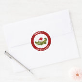 Schattigee Krokodil in Santa Hat Rode Kerst sticke Ronde Sticker (Envelop)