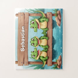 Schattigee krokodil kinder gepersonaliseerd legpuzzel