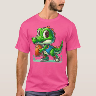 Schattigee krokodil met basketbal t-shirt