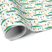 Schattigee Krokodillen Cartoon Patroon Cadeaupapier (Rol Hoek)