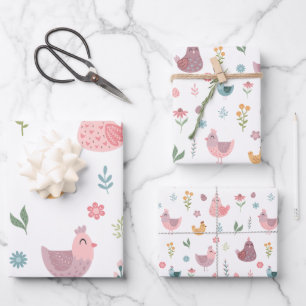 Schattigee kuiken verjaardag inpakpapier vel