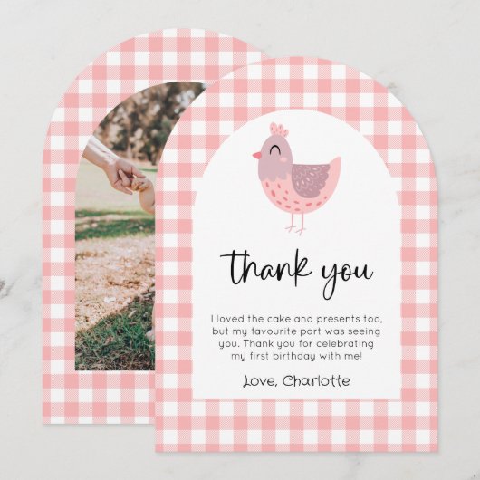 Schattigee kuiken verjaardagsfoto bedankkaart kaart (Voorkant / Achterkant)