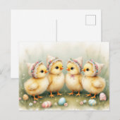 Schattigee kuikens in paashaas briefkaart (Voorkant / Achterkant)