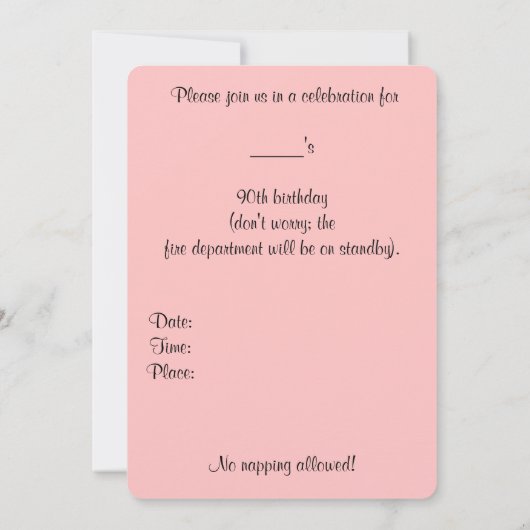 Schattigee, Kunst, 90ste Verjaardagsuitnodiging Kaart (Achterkant)