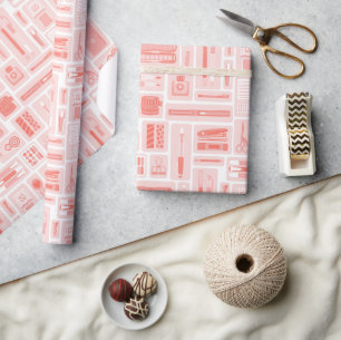 Schattigee kunst levert koraal rood patroon creati cadeaupapier