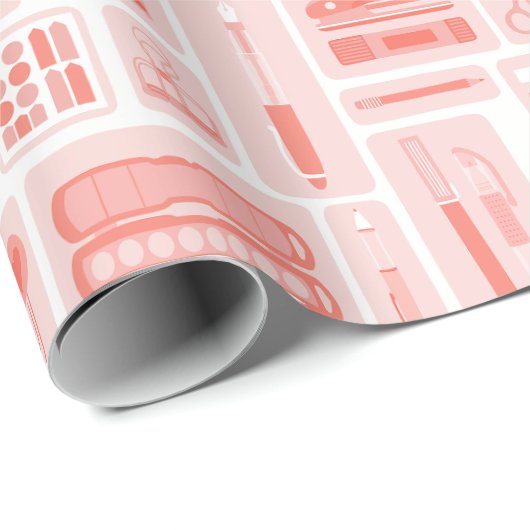 Schattigee kunst levert koraal rood patroon creati cadeaupapier (Rol Hoek)