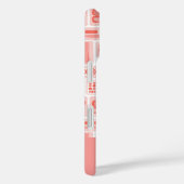 Schattigee kunst levert koraalrood patroonmonogram Case-Mate iPhone case (Achterkant / Rechts)