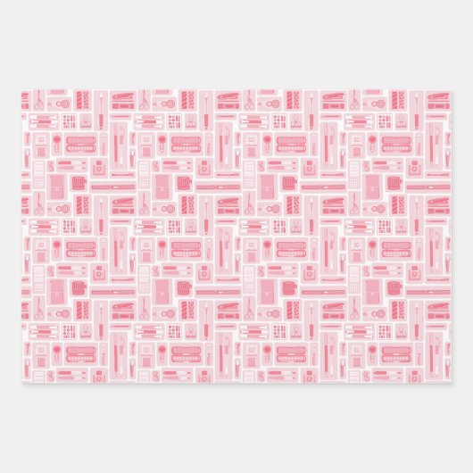 Schattigee Kunst Levert Roze Sinaasappel Rood Patr Inpakpapier Vel (Voorkant)