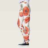Schattigee Kunst Rood Wit Poppy Bold Bloemen Water Leggings (Links)