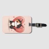 Schattigee kunst van Calico Cat Heart Kawaii Valen Bagagelabel (Voorkant (horizontaal))