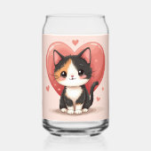 Schattigee kunst van Calico Cat Heart Kawaii Valen Blikvorm Glas (Achterkant)