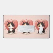 Schattigee kunst van Calico Cat Heart Kawaii Valen Bureaumat (Keyboard & Muis)