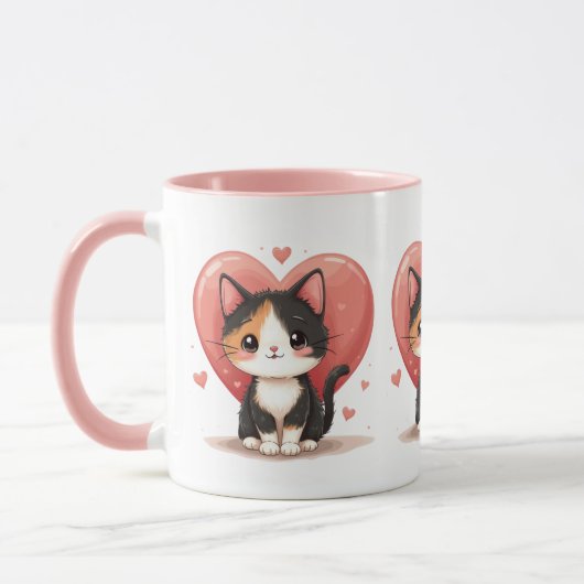 Schattigee kunst van Calico Cat Heart Kawaii Valen Mok (Links)