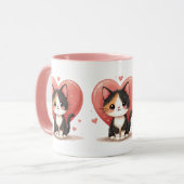Schattigee kunst van Calico Cat Heart Kawaii Valen Mok (Voorkant links)