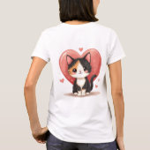 Schattigee kunst van Calico Cat Heart Kawaii Valen T-shirt (Achterkant)
