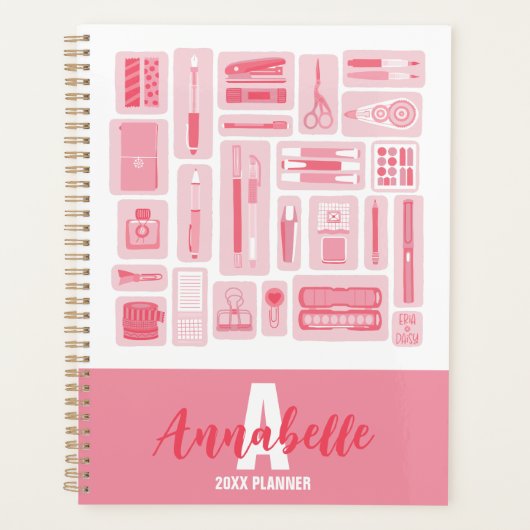 Schattigee kunstbenodigdheden geïllustreerd patroo planner (Voorkant)