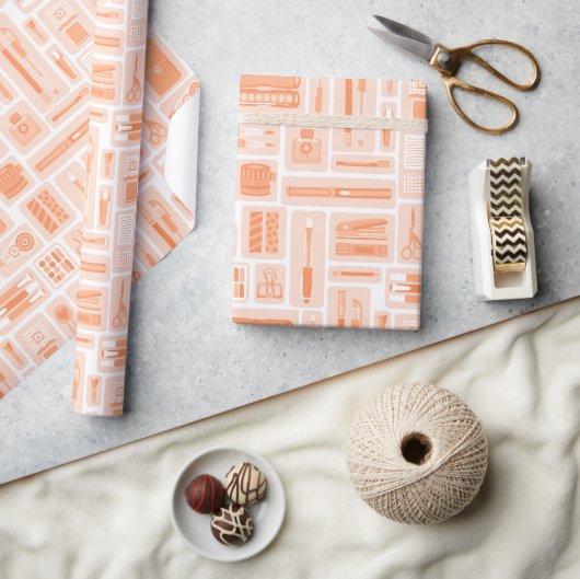 Schattigee kunstbenodigdheden Peach Oranje Pattern Cadeaupapier (Crafts)