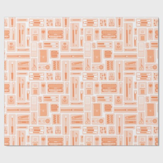 Schattigee kunstbenodigdheden Peach Oranje Pattern Cadeaupapier (Vlak)