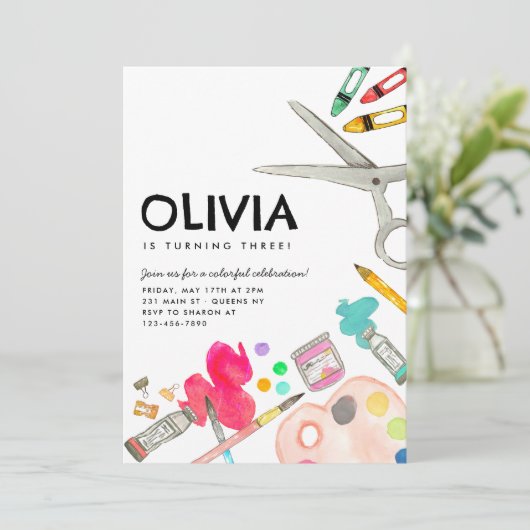 Schattigee Kunstenaar Verf Tekenen Feestschilderij Kaart (Staand voorkant)