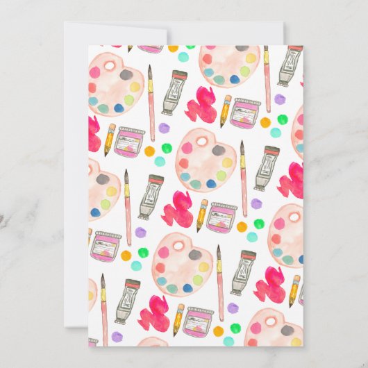 Schattigee Kunstenaar Verf Tekenen Feestschilderij Kaart (Achterkant)