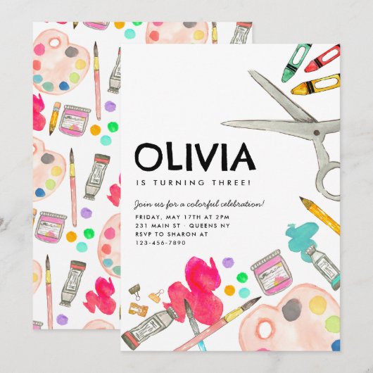 Schattigee Kunstenaar Verf Tekenen Feestschilderij Kaart (Voorkant / Achterkant)