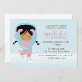 Schattigee kunstschaatser meisjes Verjaardag Kaart (Voorkant / Achterkant)