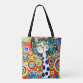 SCHATTIGEE KUNSTTEKENING VAN EEN KAT MET ABSTRACTE TOTE BAG (Achterkant)