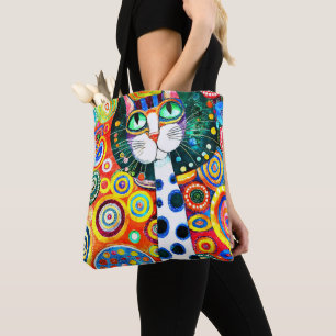 SCHATTIGEE KUNSTTEKENING VAN EEN KAT MET ABSTRACTE TOTE BAG