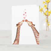 Schattigee kussen giraffen Valentijnsdag kaart (Gele Bloem)