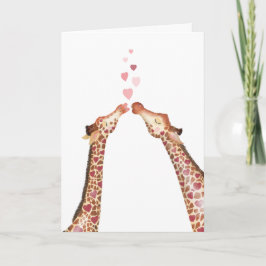 Schattigee kussen giraffen Valentijnsdag kaart