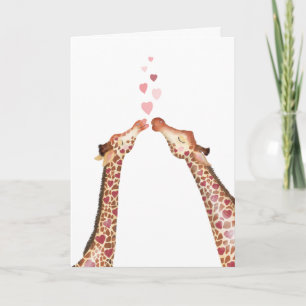 Schattigee kussen giraffen Valentijnsdag kaart