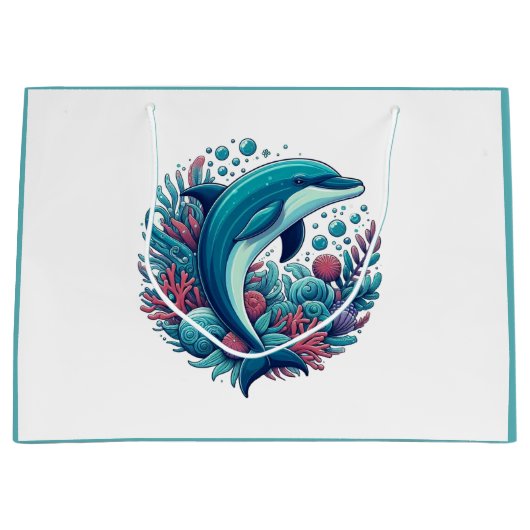 Schattigee, kust/nautische dolfijn groot cadeauzakje (Voorkant)