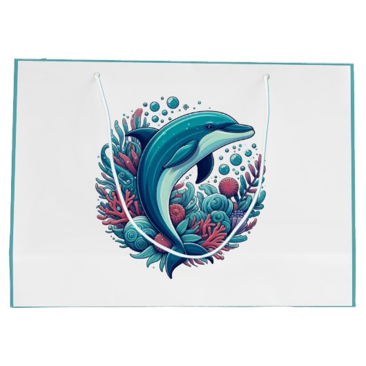 Schattigee, kust/nautische dolfijn groot cadeauzakje (Achterkant)