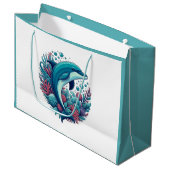 Schattigee, kust/nautische dolfijn groot cadeauzakje (Voorkant Gekanteld)