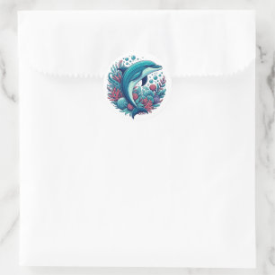 Schattigee, kust/nautische dolfijn ronde sticker