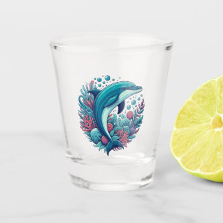 Schattigee, kust/nautische dolfijn shot glas